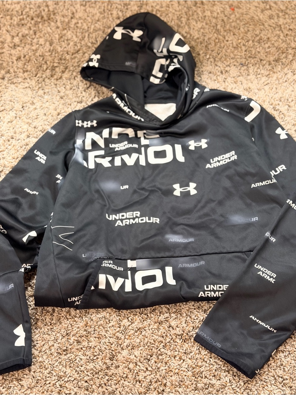 Under Armour Black and White ColdGear Pullover Hoodie